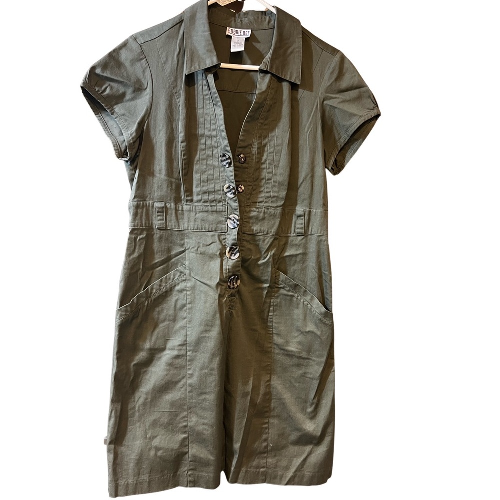 Olive Green size 14 women's button down dress